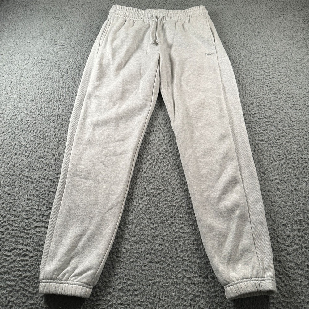 TNA Sweatfleece Joggers Womens S Boyfriend Fit Cozy Fleece Drawstring Gray